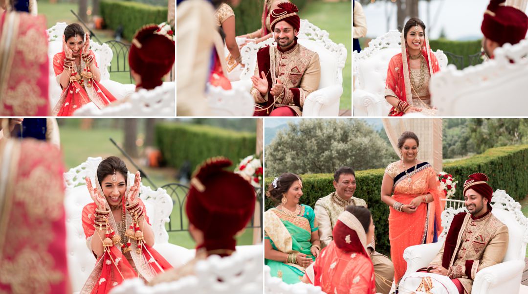 bride and groom see each other for first time 